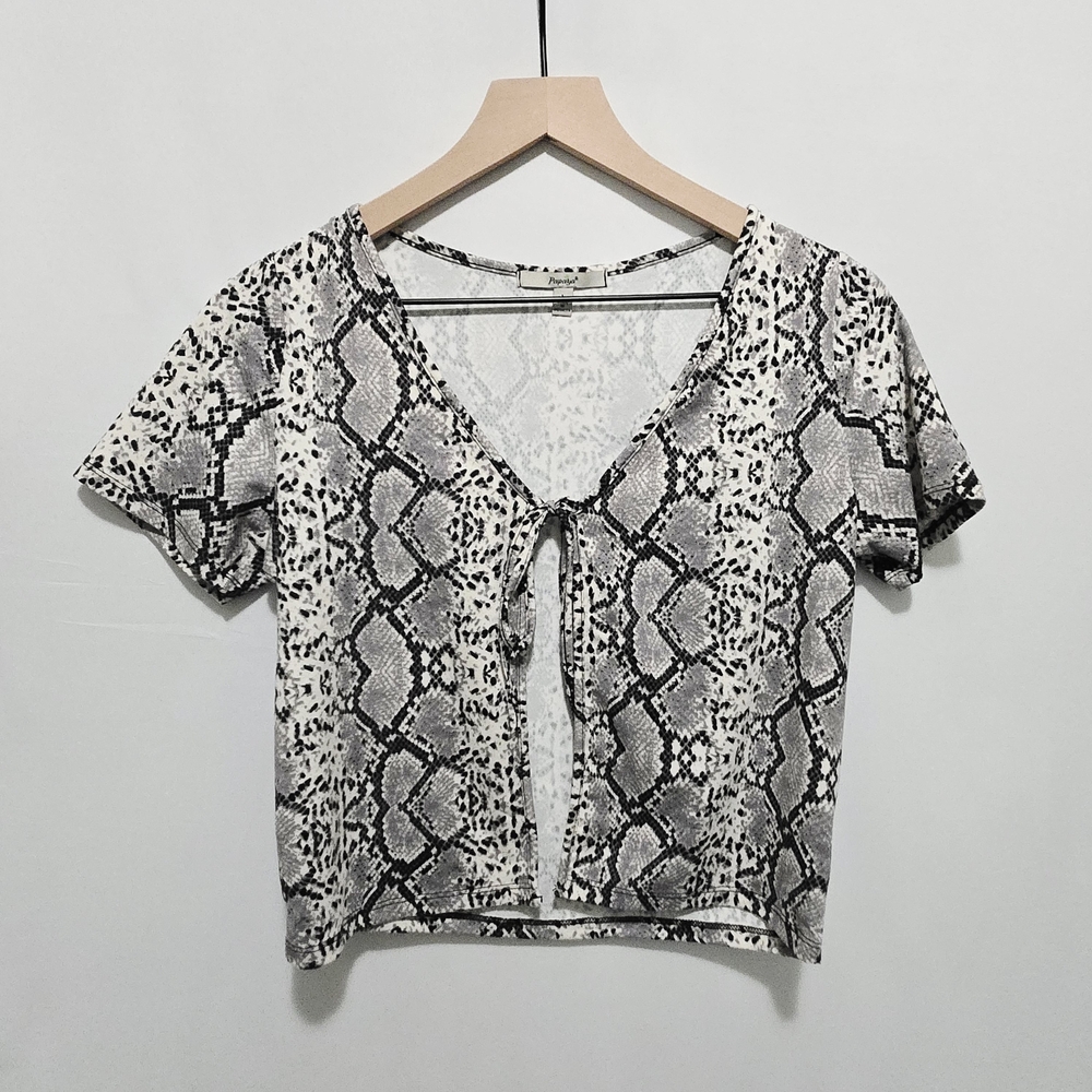 Papaya Black and White Snake Print Crop Top